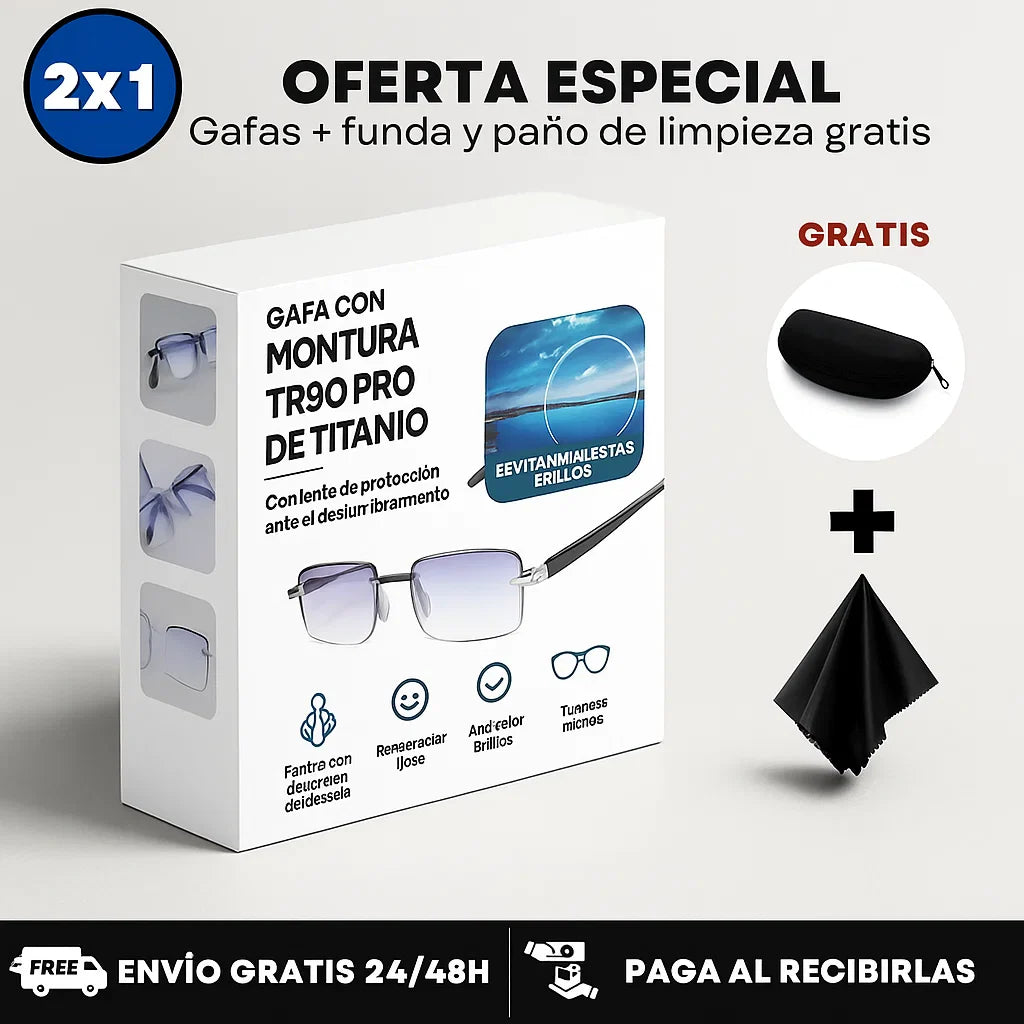 Gafas Anti-Rayos Vision™ + Funda de Cuero y Botella Limpia Gafas 500ml Gratis (Oferta 2x1)
