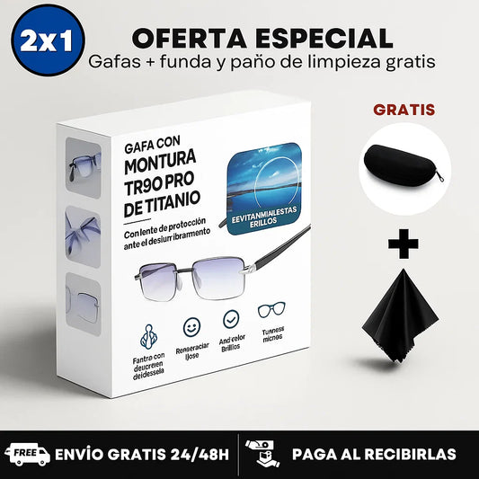 Gafas Anti-Rayos Vision™ + Funda de Cuero y Botella Limpia Gafas 500ml Gratis (Oferta 2x1)